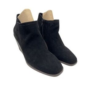 Lucky Brand Boots‎ Booties Sz 7.5 Black Suede Wedge Ankle Side Zipper
